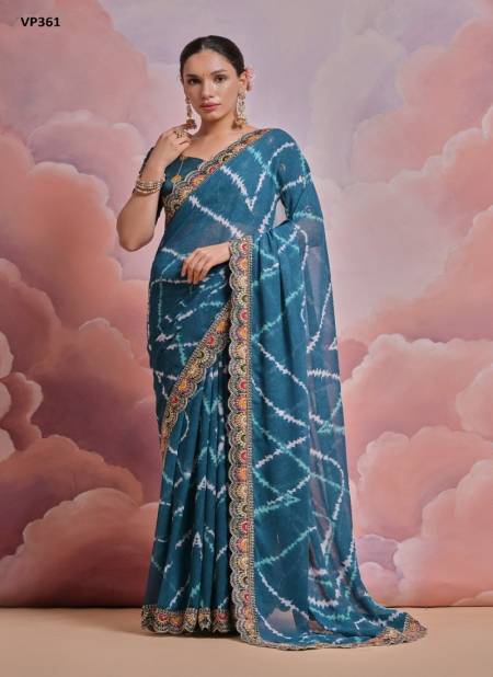 Teal Blue Colour Ritu By Fashion Berry Georgette Printed Saree Wholesale Price In Surat VP361