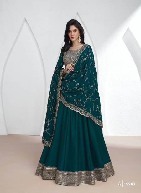 Teal Blue Colour Saroj By Aashirwad Premium Silk Readymade Suits Wholesale Clothing Suppliers In India 9443
