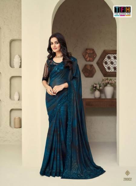 Teal Blue Colour Silver Screen 18th Edition By TFH Designer Saree Catalog 28002
