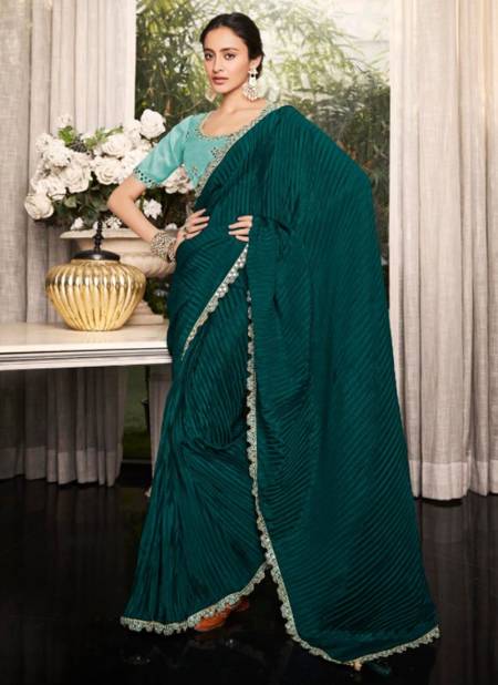 Teal Blue Colour Urvashi Party Wear Wholesale Designer Sarees 1002