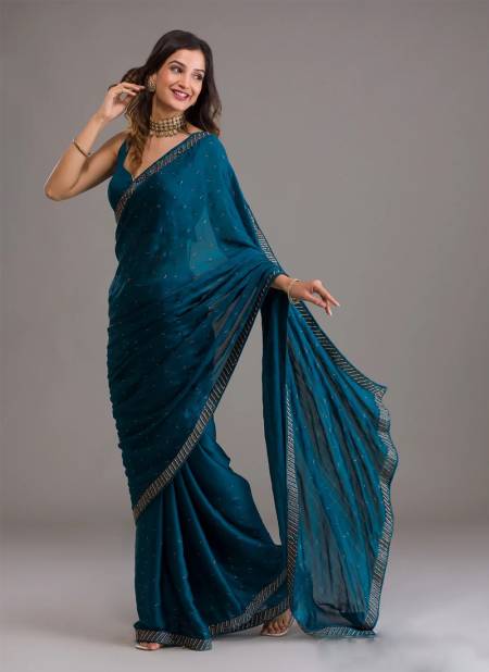 Teal Blue Colour Vinayak Vol 2 By Fashion Lab Georgette Saree Catalog 2002