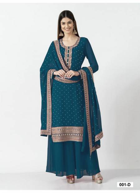 Teal Blue Colour YD 001 Designer Salwar Suits Catalog 001 D