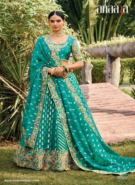 Teal Blue Multi Colour Anaara 6800 Series By Tathastu Wedding Wear Designer Lehenga Choli Wholesale In India 6807