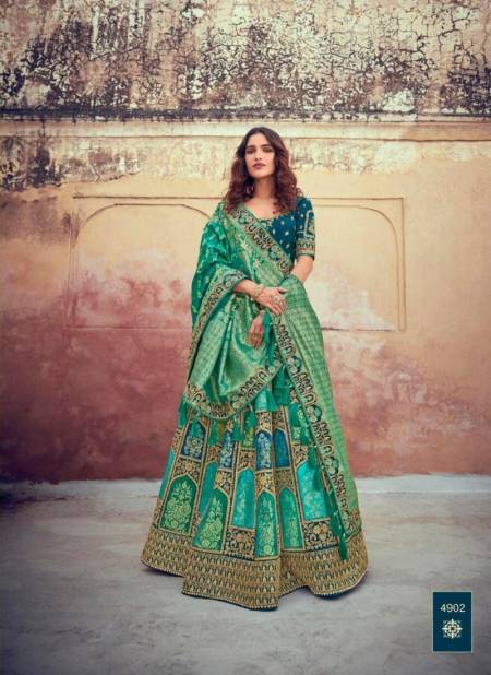 Teal Blue Multi Colour Tathstu Hit Collection Wedding Wear Silk Lehenga Wholesale Market In Surat 4902