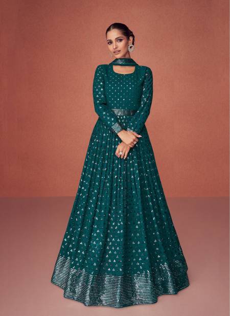 Teal Blue Season Diamond By Aashirwad Colors Gown Catalog 9495