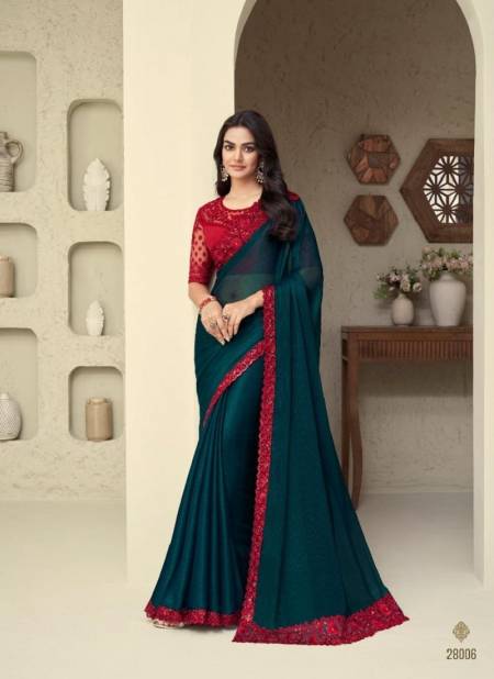 Teal Blue Silver Screen 18th Edition By TFH Designer Saree Catalog 28006