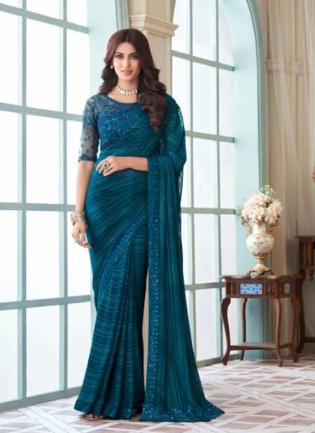 Teal Blue Silver Screen Vol 17 By TFH Party Wear Sarees Catalog 27010