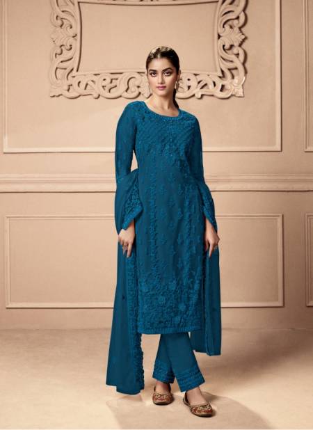 Teal Blue Swagat 3501 A To 3501 J Designer Salwar Suits Catalog 3501 J
