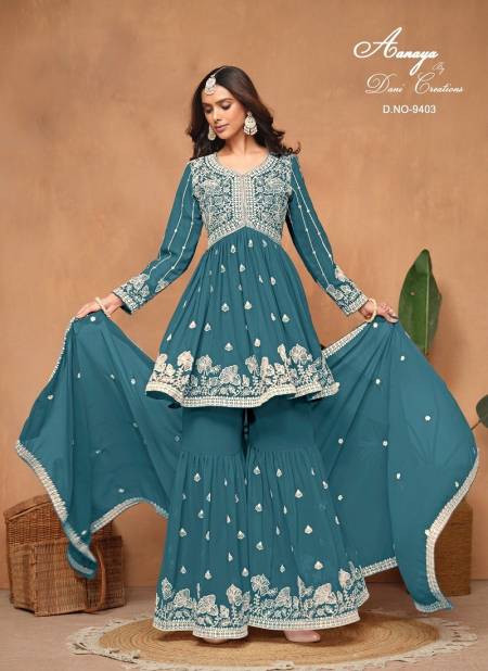 Teal Colour Aanaya Vol 194 By Twisha Designer Wear Sharara Suit Wholesale In India 9403