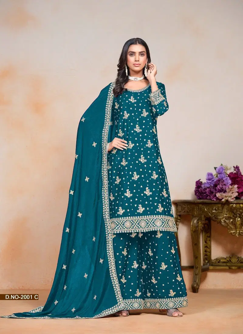 Teal Colour Abida Vol 2 By Dani Chinon Readymade Suits Wholesale In India 2001 C