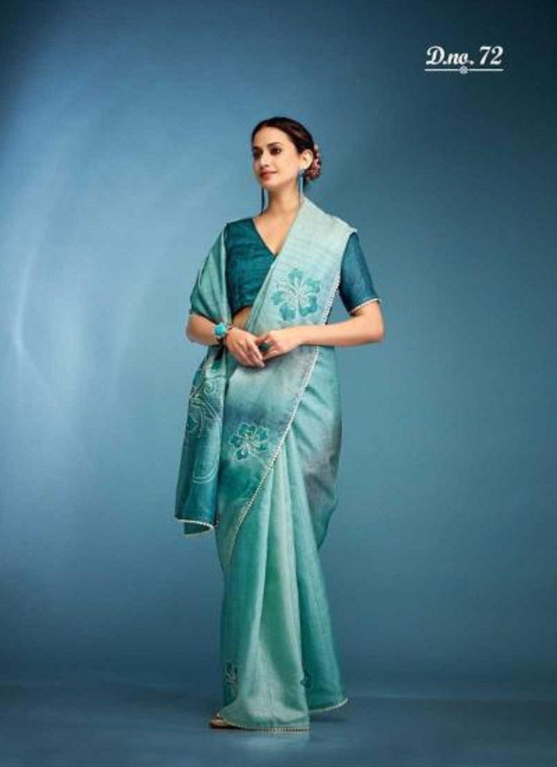 Teal Colour Gouri By Kala Jamun Tissue Wholesale Saree Wholesale Market In India 72