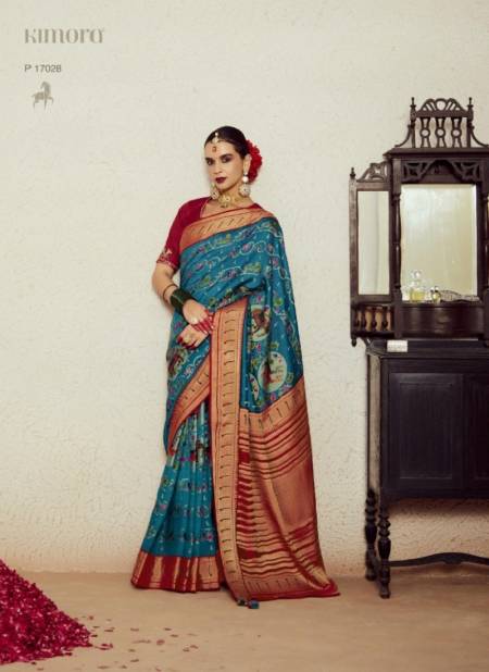 Teal Colour Meera Vol 14 By Kimora Wedding Wear Sarees Wholesale Shop In Surat P 17028