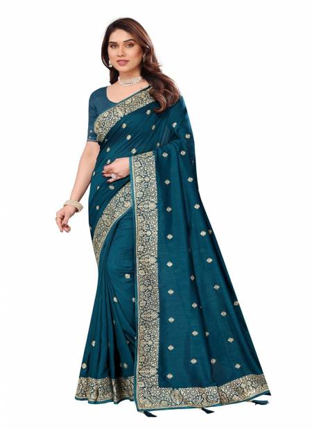 Teal Colour Mouni By Utsav Nari Vichitra Blooming Jari Embroidery Wedding Wholesale Sarees Manufacturers 2326