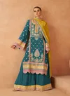 Teal Colour Pari By Gulkayra Chinon Embroidery Readymade Suits Orders In India 7450-B