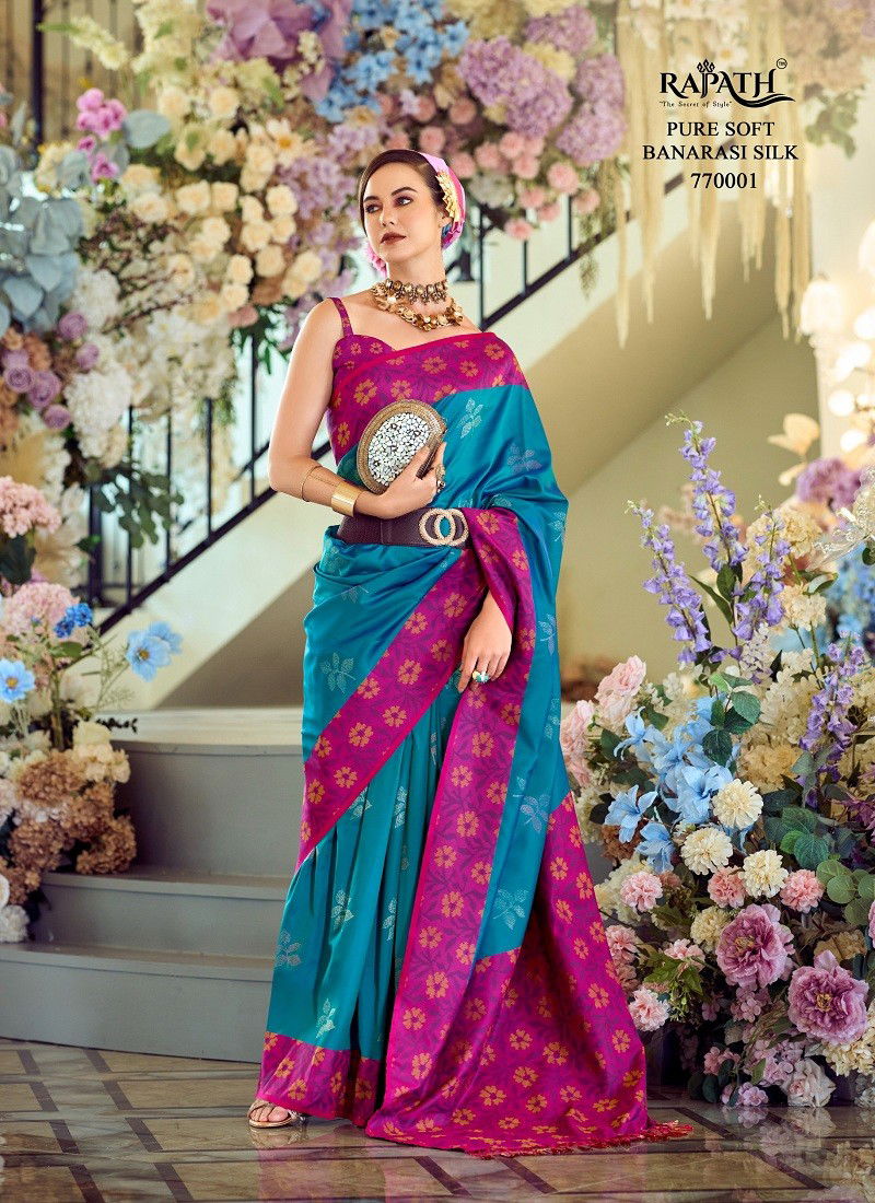 Teal Colour Purple Martin By Rajpath Soft Silk Wholesale Saree Suppliers In Mumbai 770001