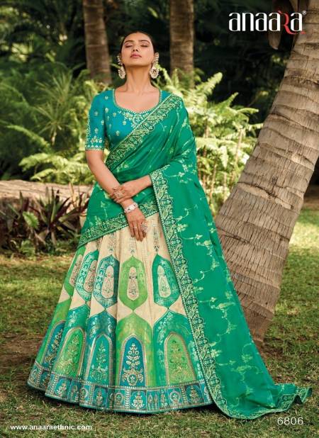 Teal Green And Cream Colour Anaara 6800 Series By Tathastu Wedding Wear Designer Lehenga Choli Wholesale In India 6806