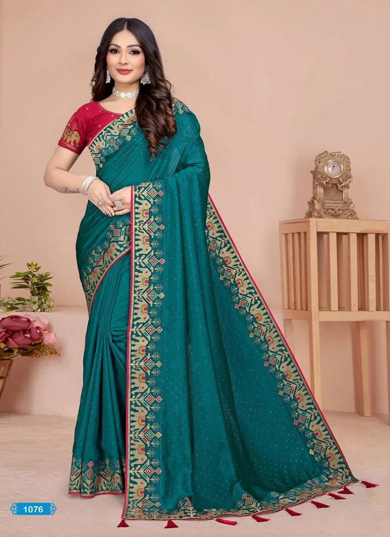 Teal Green Colour Aditya 09 By Aditya Vichitra Ocassion wear Designer Saree Wholesales In Delhi 1076