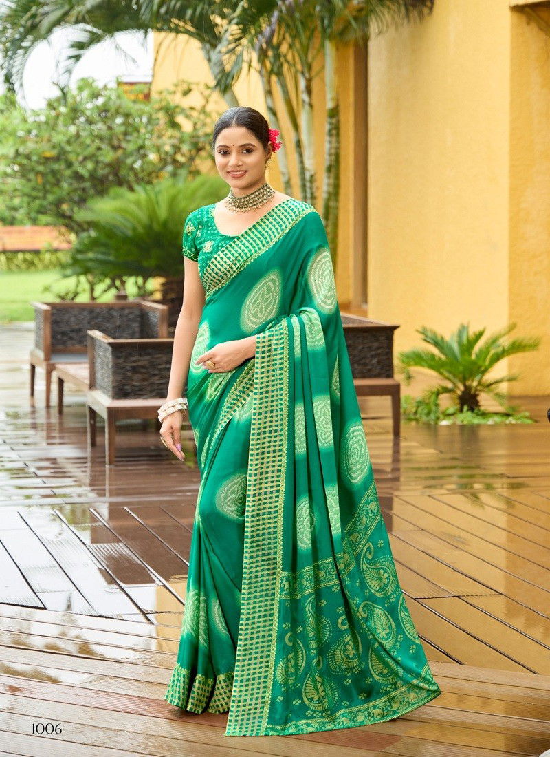 Teal Green Colour Ansha By Dhaga Bandhni Daily Wear Saree Orders In India 1006