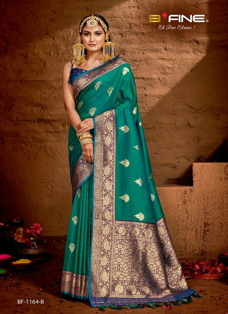 Teal Green Colour B Fine Sirohi Silk Wedding Wear Saree Wholesale Market In Surat With Price BF-1164-B