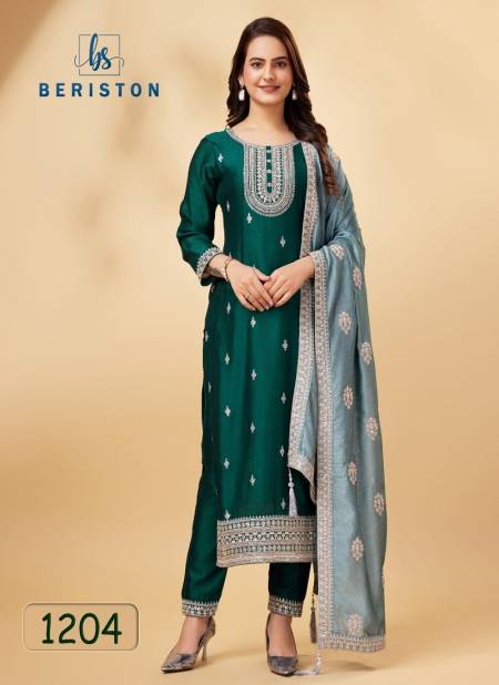 Teal Green Colour Beriston Bs Vol 12 Vichitra Silk Dress Material Suit Wholesale Price In Surat 1204