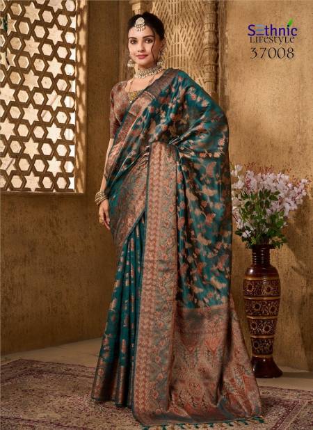 Teal Green Colour Evogue 2 By Sethnic Organza Wedding Wear Saree Orders In India 37008