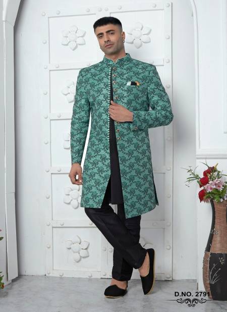 Teal Green Colour Function Wear Indo Western Mens Jacket Set Wholesale Shop In Surat 2791