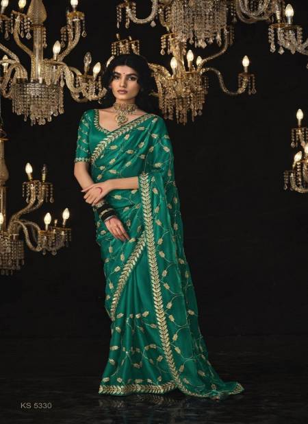 Teal Green Colour Kajal Vol 14 By Kimora Pure Fancy Fabric Designer Saree Wholesale In Delhi KS 5330
