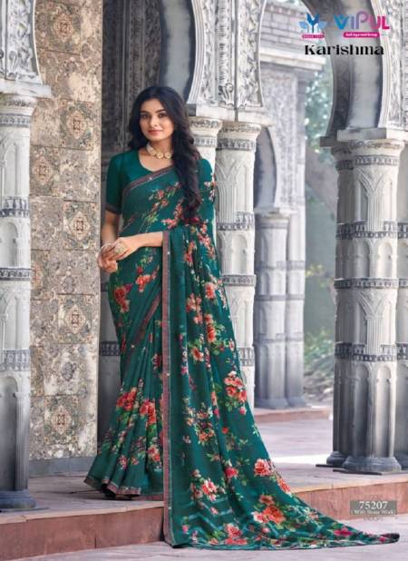 Teal Green Colour Karishma By Vipul Georgette Wear Sarees wholesale Online 75207