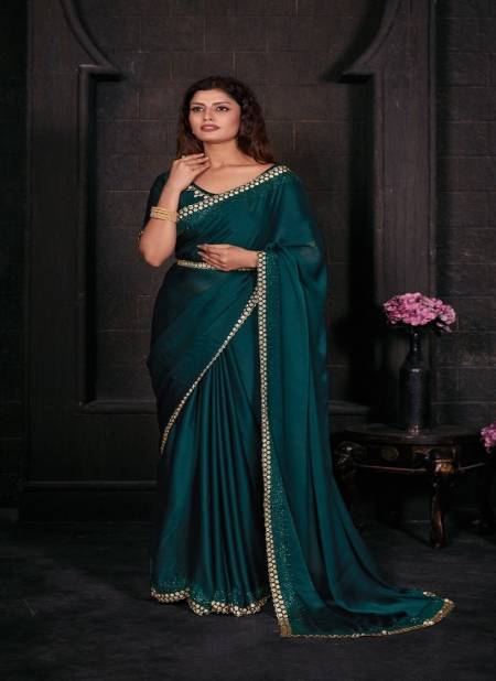 Teal Green Colour Mehek 748 A TO F Pure Satin Georgette Party Wear Saree Wholesale Price In Surat 748-F