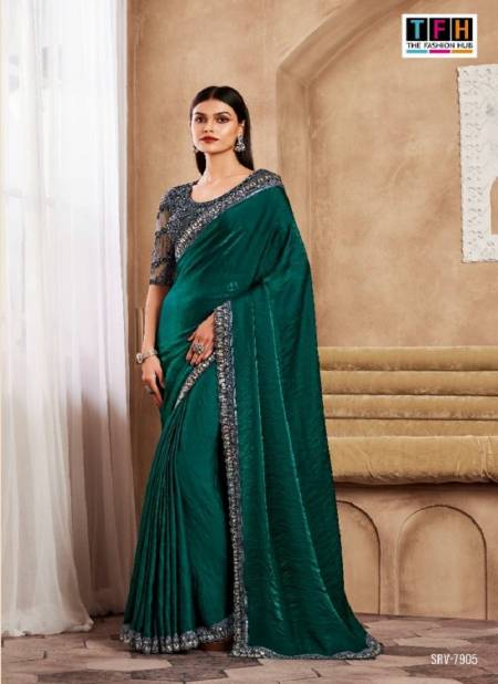 Teal Green Colour Sarvaratna By TFH Heavy Designer Party Wear Saree Wholesale In Delhi SRV-7905
