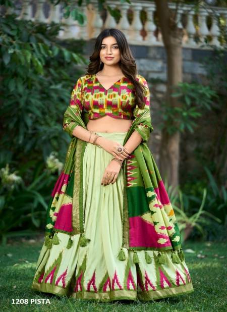 Tilakavati By LNB Tussar Silk Occasion Lehenga Choli Wholesale Online 1208 Pista