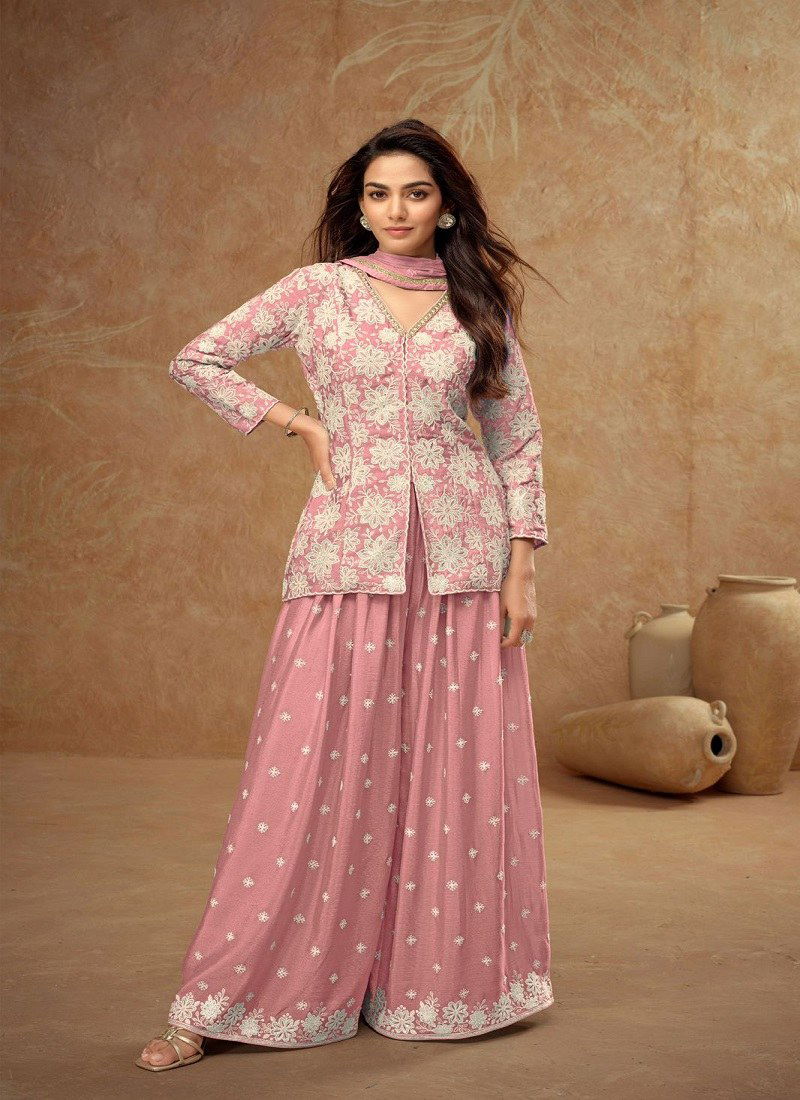 Trendy Pink Firdous By Gulkayar Real Chinon Readymde Suit Wholesale Price In Surat 7511 C