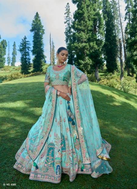 Turquiose Colour Anaara 63 By Tathastu Banarasi Silk Designer Lehenga Choli Catalog 6305