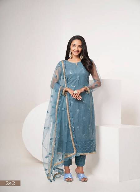 Turquoise Blue Colour Zehra Vol 6 By Narayani Fashion Butterfly Net Salwar Kameez Dress Material Catalog 242