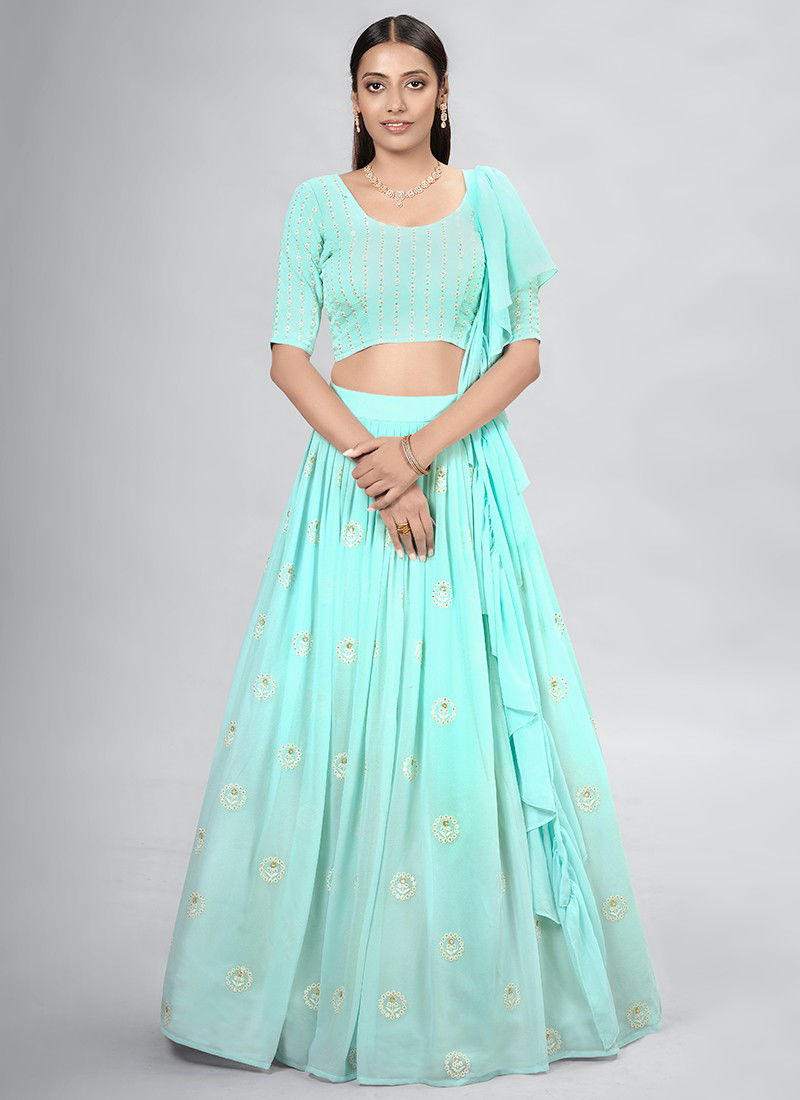 Turquoise Colour DresstiveVol 4 Wholesale Party Wear Lehenga Choli 10001