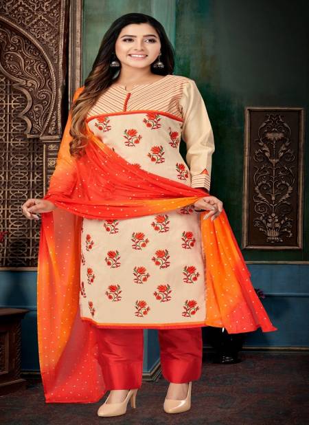 Tussar Colour N F Churidar 041 Printed Chanderi Silk Readymade Suit Catalog N F C 829