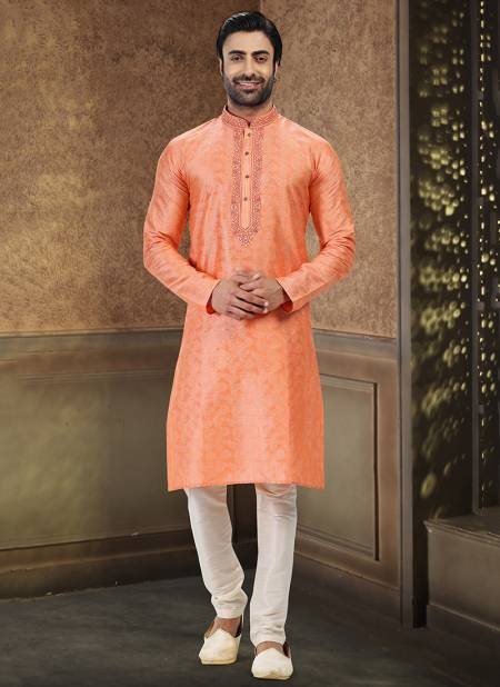 Two Tone Orange Colour Function Wear Exclusive Wholesale Kurta Pajama Catalog 2027