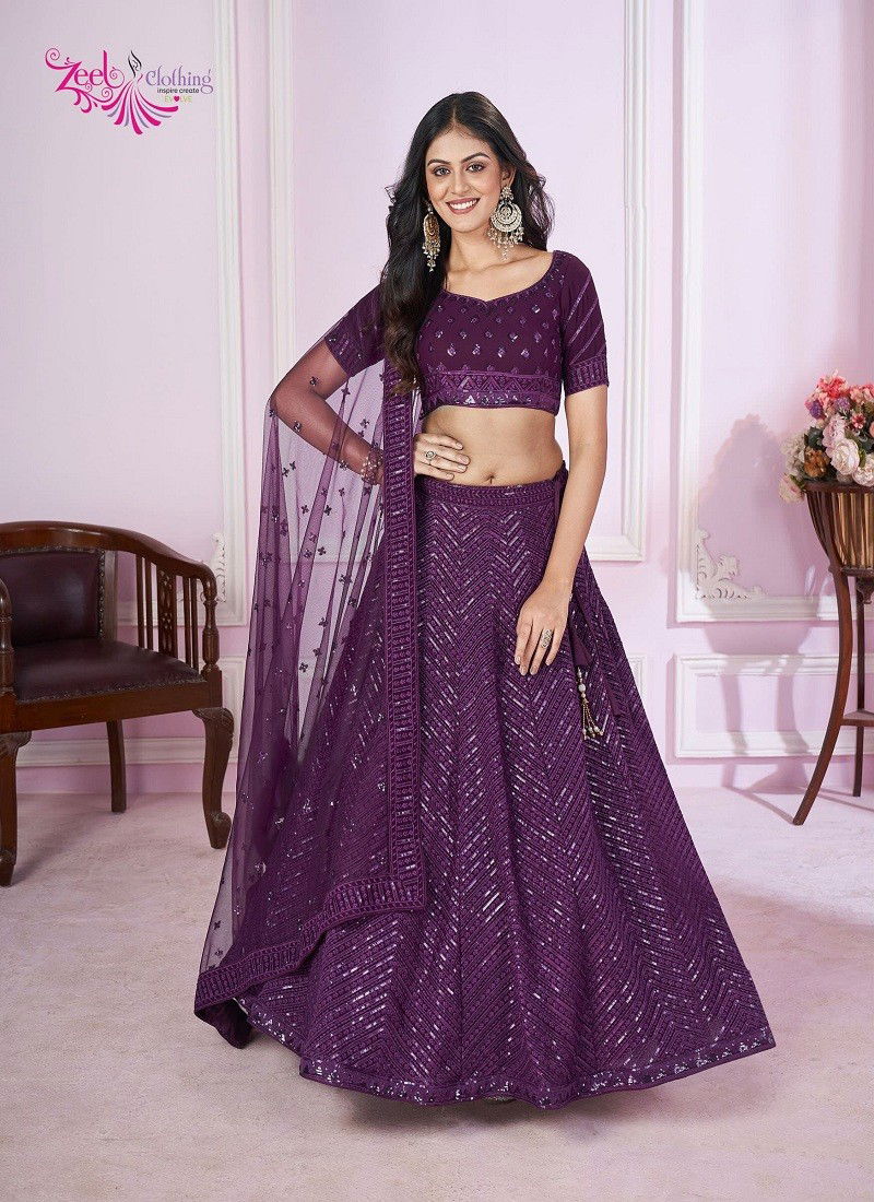 Vamika By Zeel Clothing Wedding Wear Lehenga Choli Suppliers In India 5089-Purple