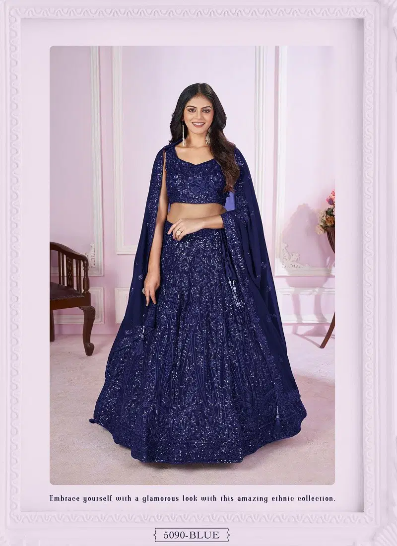 Vamika By Zeel Clothing Wedding Wear Lehenga Choli Suppliers In India 5090-Blue