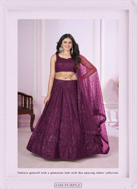 Vamika By Zeel Clothing Wedding Wear Lehenga Choli Suppliers In India 5103-Purple