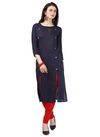 Blue Functional Designer Velentino Heavy Rayon Hot Fix Butta Work Latest Party Wear Stylish Kurtis 409