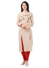 Cream Elegant Velentino Heavy Rayon Hot Fix Butta Work Latest Designer Party Wear Stylish Kurtis 408