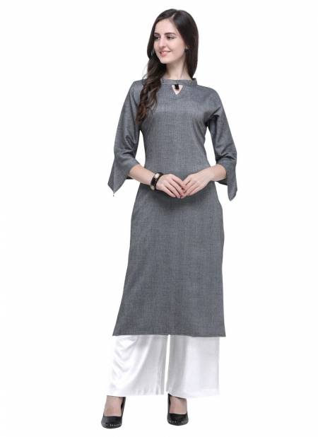 Grey Velentino Rayon Latest Designer Party Wear Casual Wear Embroidery And Embellished Work Stylish Kurtis With Plazzo 452