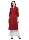 Red Colour Velentino Embellished Work Stylish Festive Wear Kurti With Ehite Plazzo 446