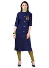 Blue Velentino Latest Heavy Rayon Stylish Party Wear Cotton Kurtis Collection SL01
