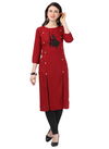 Maroon Velentino Heavy Rayon Hot Fix Butta Work Latest Designer Functional Stylish Kurtis 410