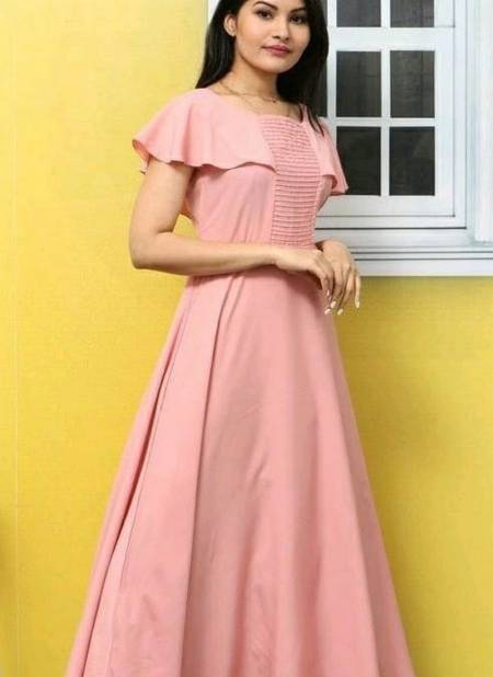 Pink Designer Velentino Latest Heavy Crepe Embellished Work Party Wear Long Kurtis Stylish Look Collections VD02