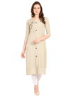 Cream Designer Rayon Jari Lining Hand Embroidery Work Elegant Casual Stylish Kurtis 465