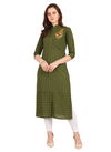 Green Designer Velentino Rayon Jari Lining Hand Embroidery Work Kurtis 462