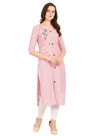Light Pink Rayon Jari Lining Hand Embroidery Work Velentini Designer Casual Stylish Elegant Kurtis 464